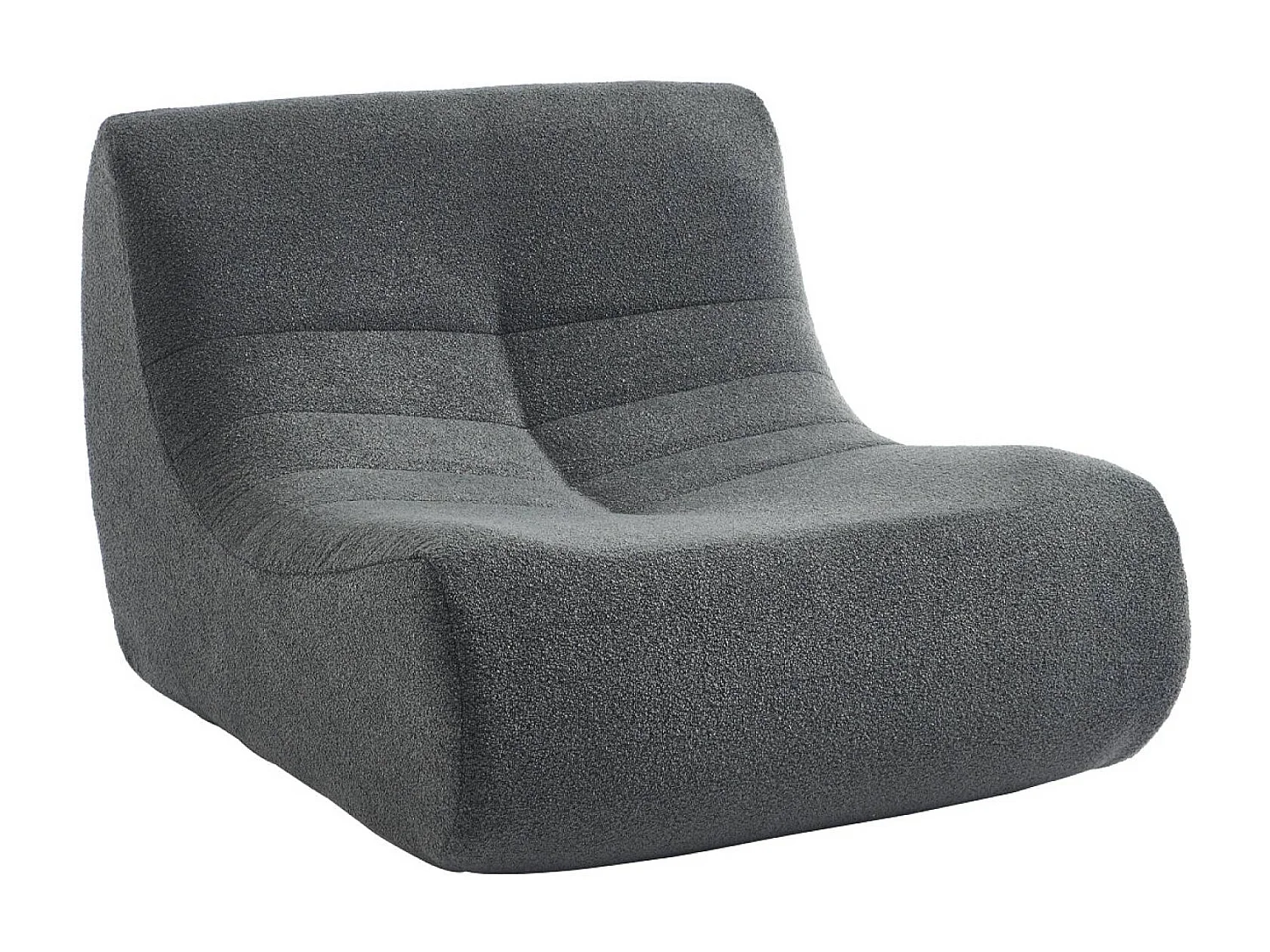 Lot de 2 fauteuils chauffeuses en bouclette texturée anthracite style contemporain 1 place