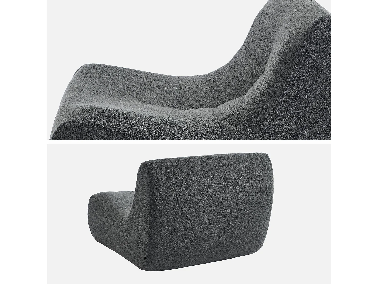 Lot de 2 fauteuils chauffeuses en bouclette texturée anthracite style contemporain 1 place