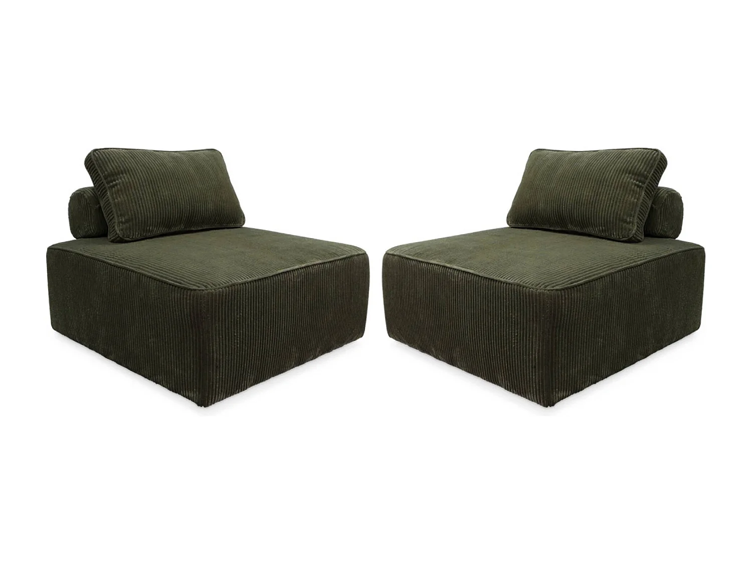 Sofá modular de pana, 2 plazas verde oscuro