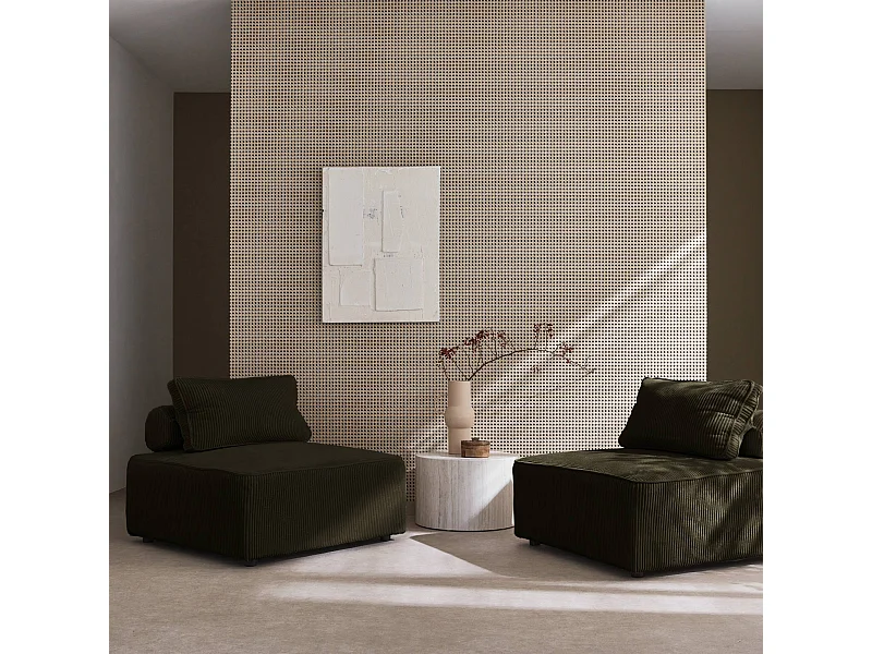 Sofá modular de pana, 2 plazas verde oscuro