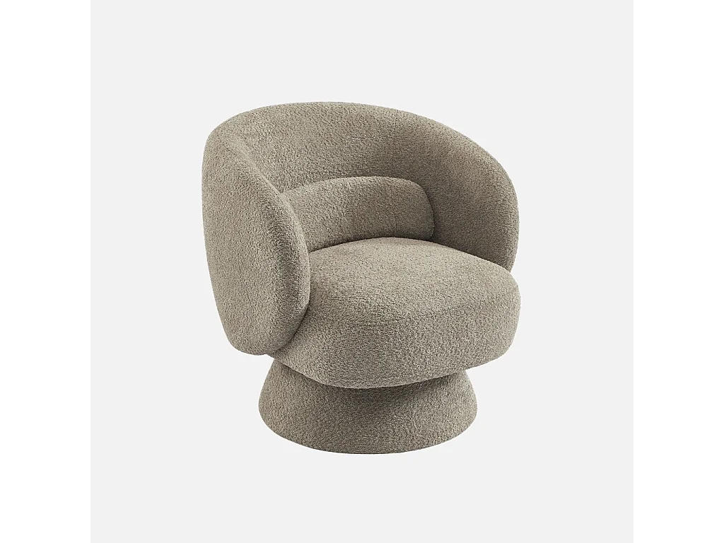 Sillón giratorio 360° en tela texturizada con cojín beige