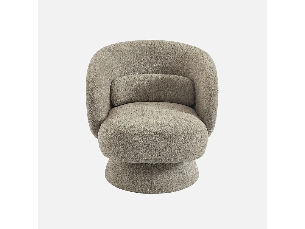 Sillón giratorio 360° en tela texturizada con cojín beige