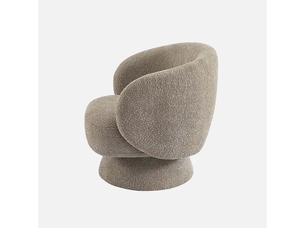 Sillón giratorio 360° en tela texturizada con cojín beige