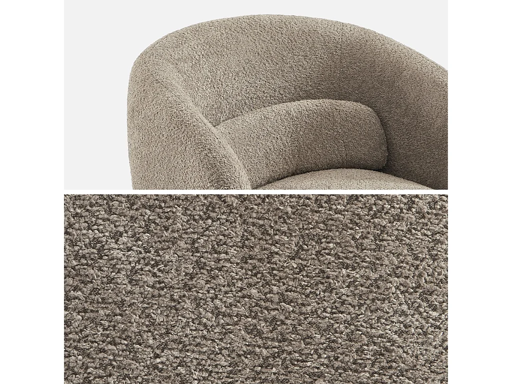 Sillón giratorio 360° en tela texturizada con cojín beige