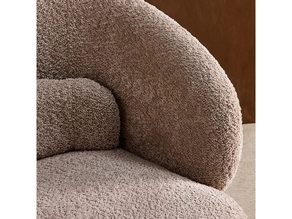 Sillón giratorio 360° en tela texturizada con cojín beige