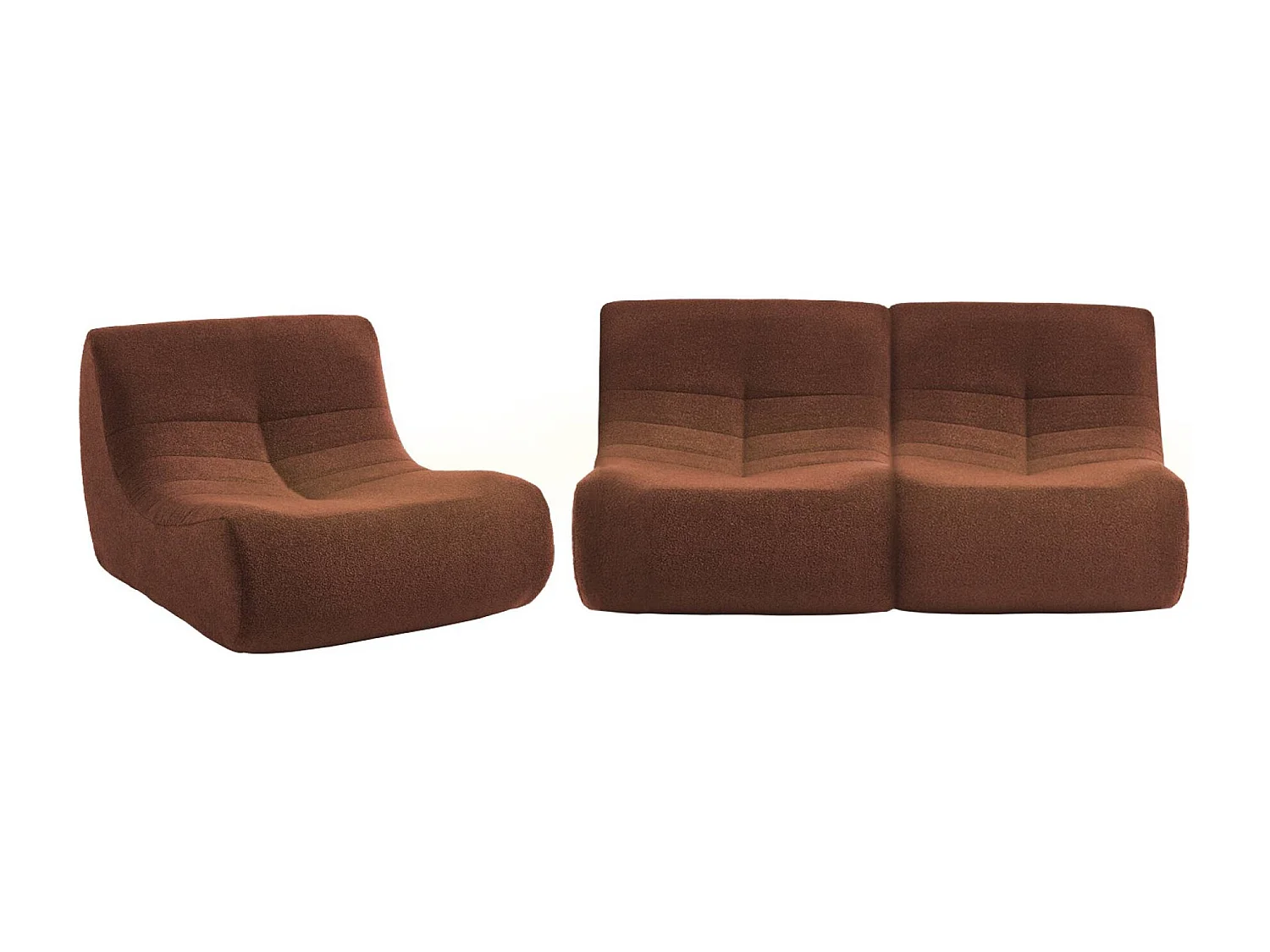 Sofá modular en borreguito texturizado, 3 plazas terracotta