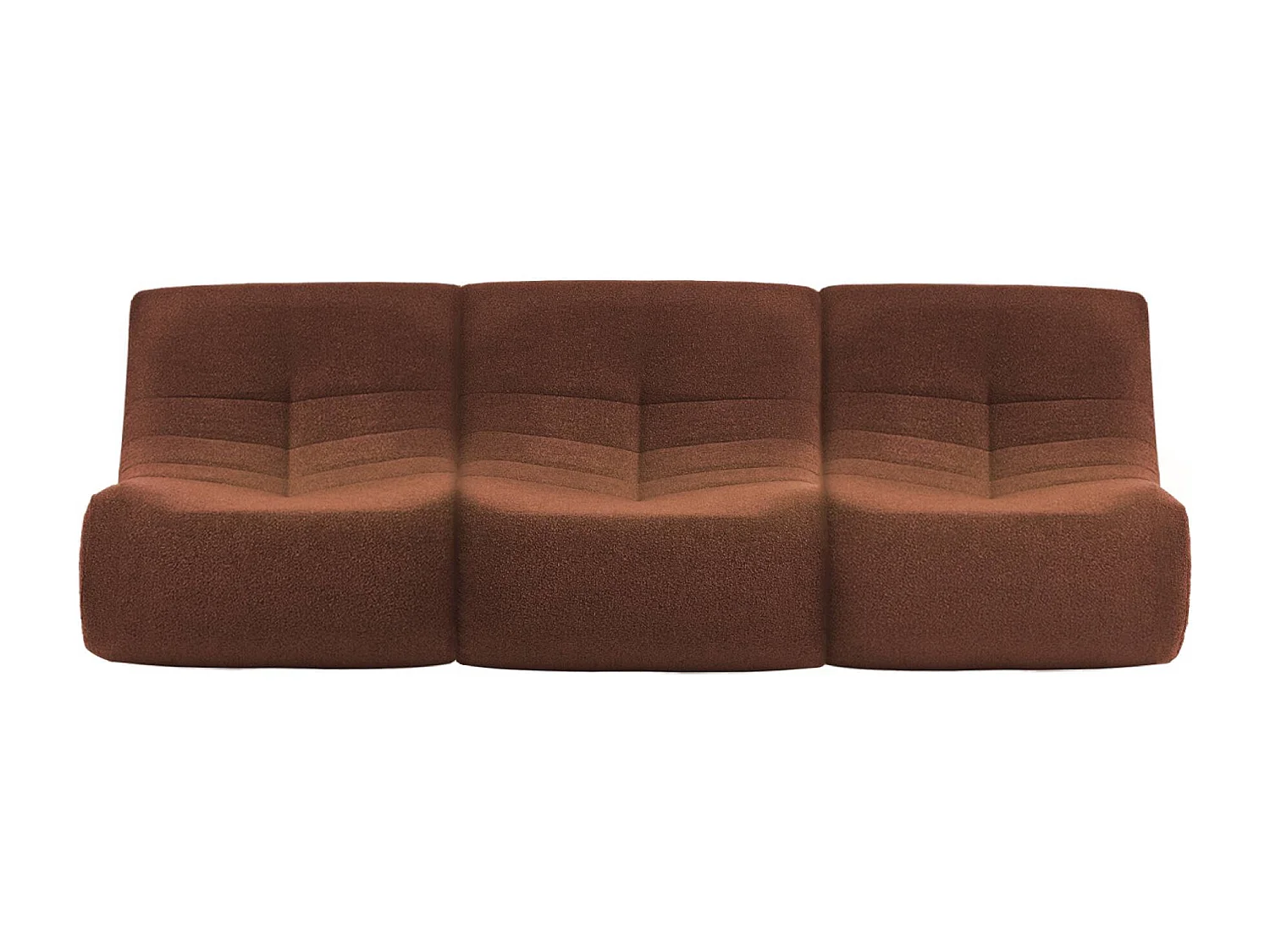 Sofá modular en borreguito texturizado, 3 plazas terracotta