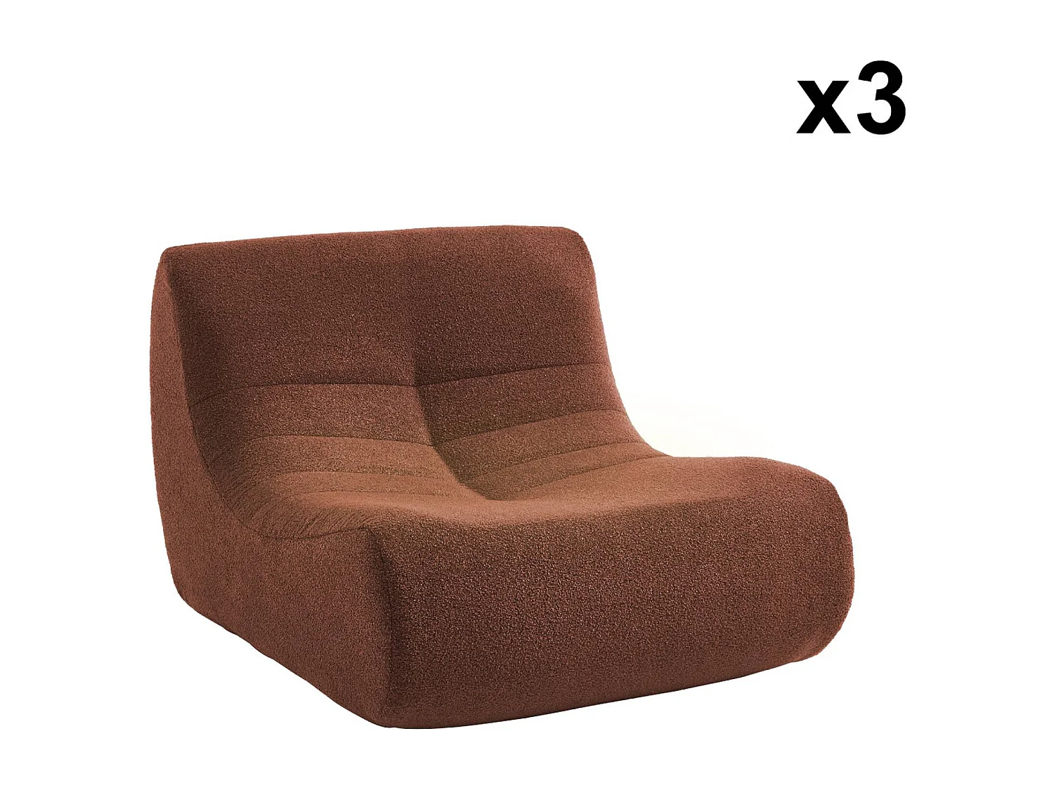 Sofá modular en borreguito texturizado, 3 plazas terracotta