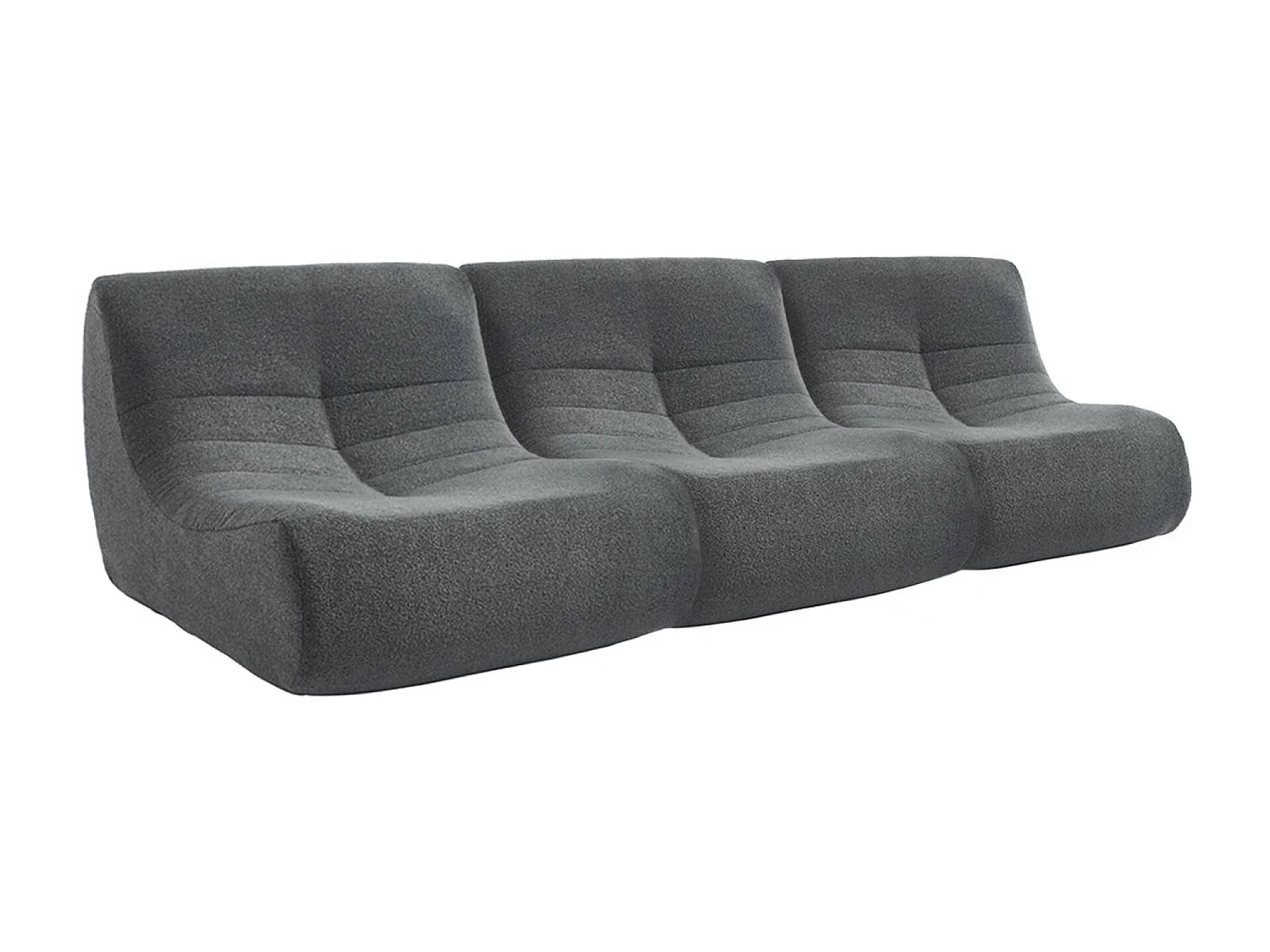 Lot de 3 fauteuils chauffeuses en bouclette texturée anthracite style contemporain 1 place