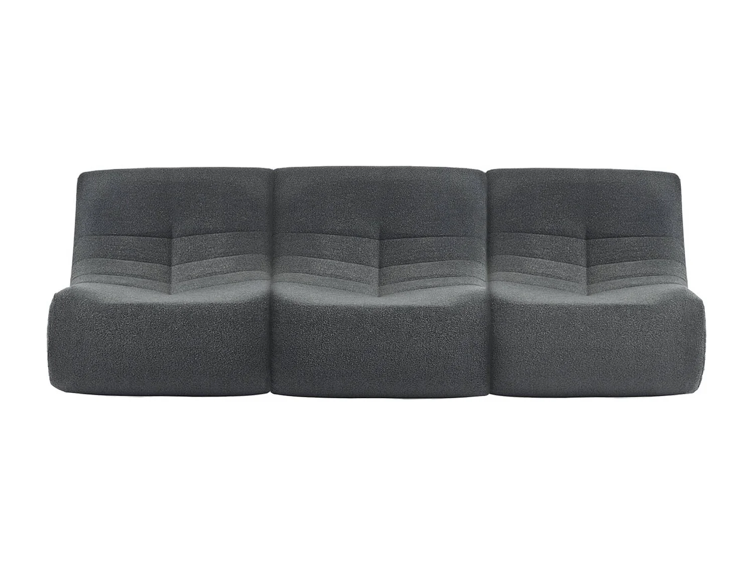 Lot de 3 fauteuils chauffeuses en bouclette texturée anthracite style contemporain 1 place