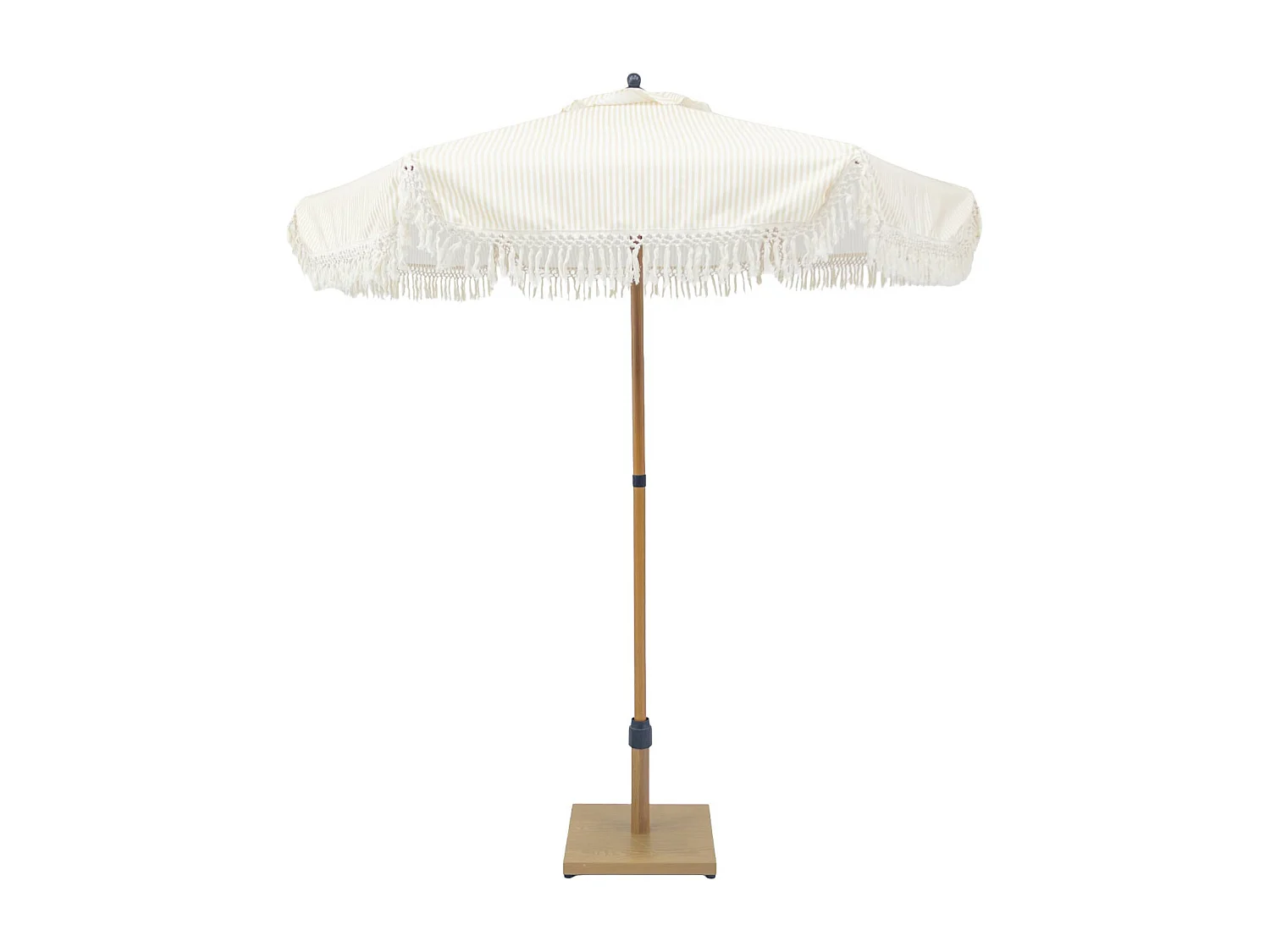 Parasol redondo recta con flecos, ø2m rayas beige y crudo