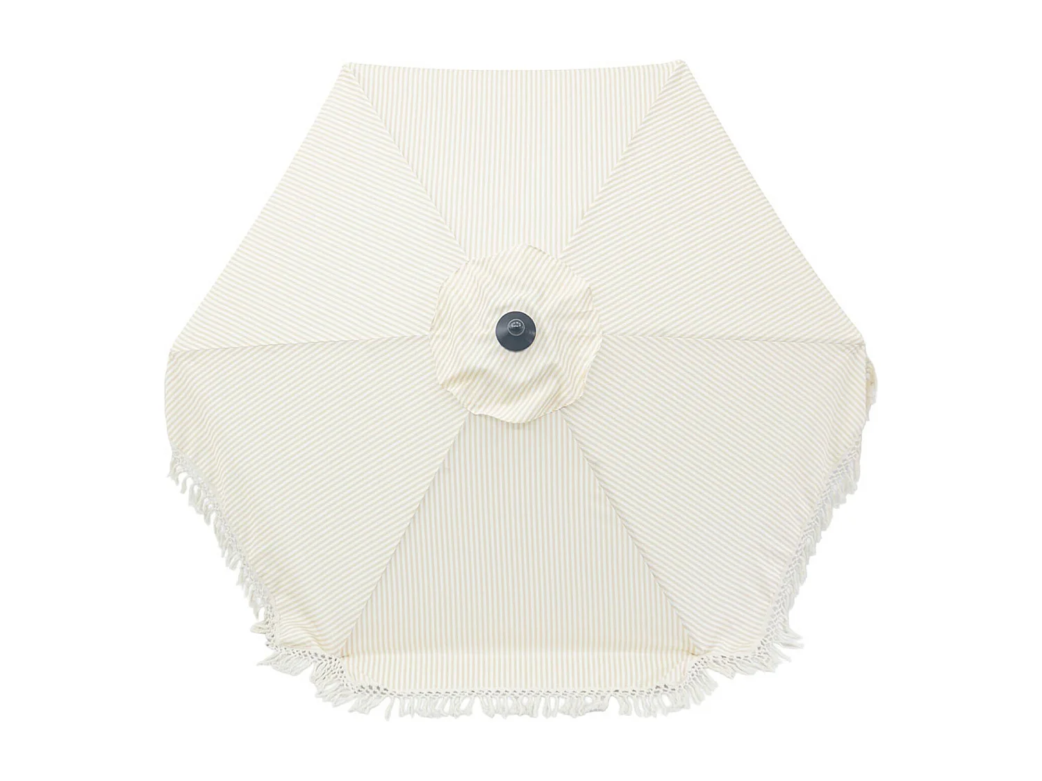 Parasol redondo recta con flecos, ø2m rayas beige y crudo
