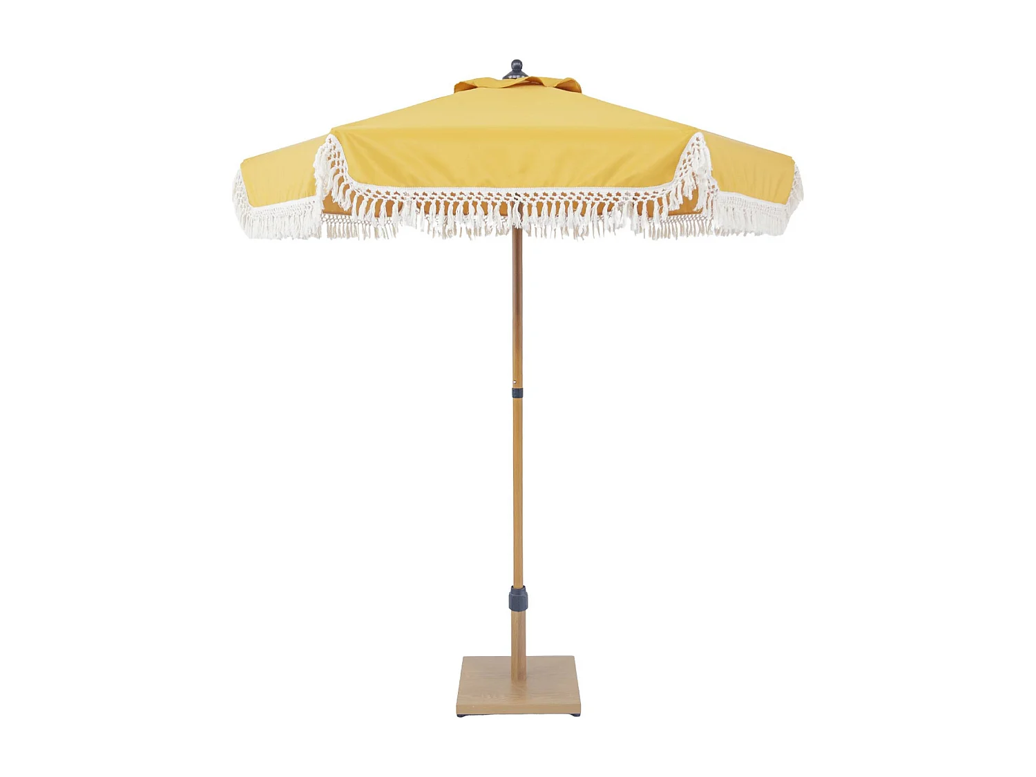Parasol redondo recta con flecos, ø2m ocre