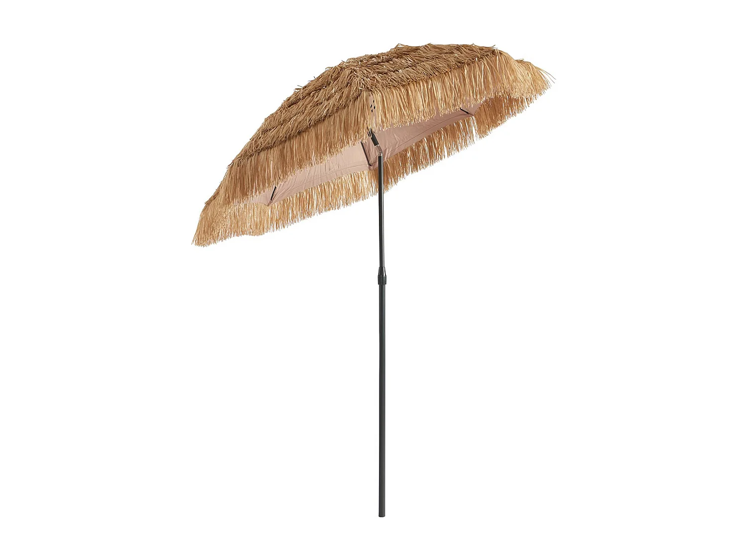 Parasol exotique droit acier imitation bois et paille - Monaco