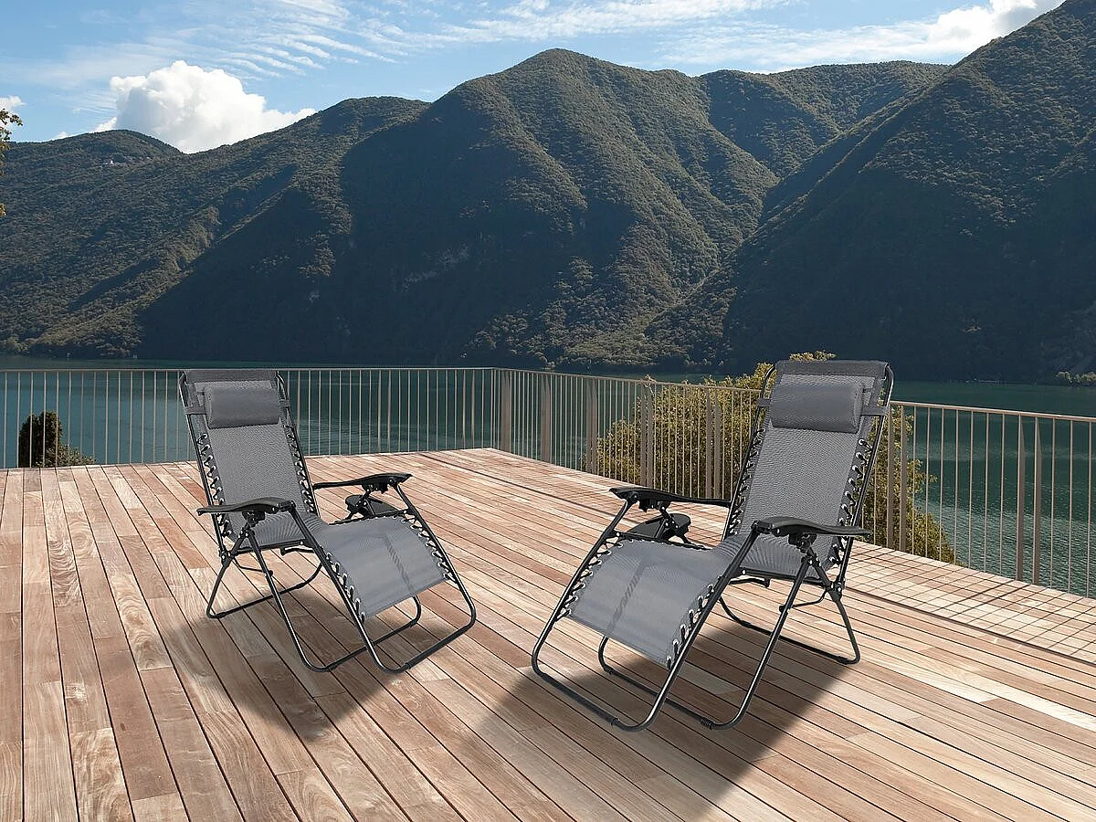 Set di 2 sedie da giardino reclinabili a gravità zero "Sintra" - Grigio