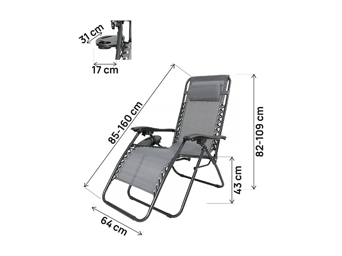 Set di 2 sedie da giardino reclinabili a gravità zero "Sintra" - Grigio