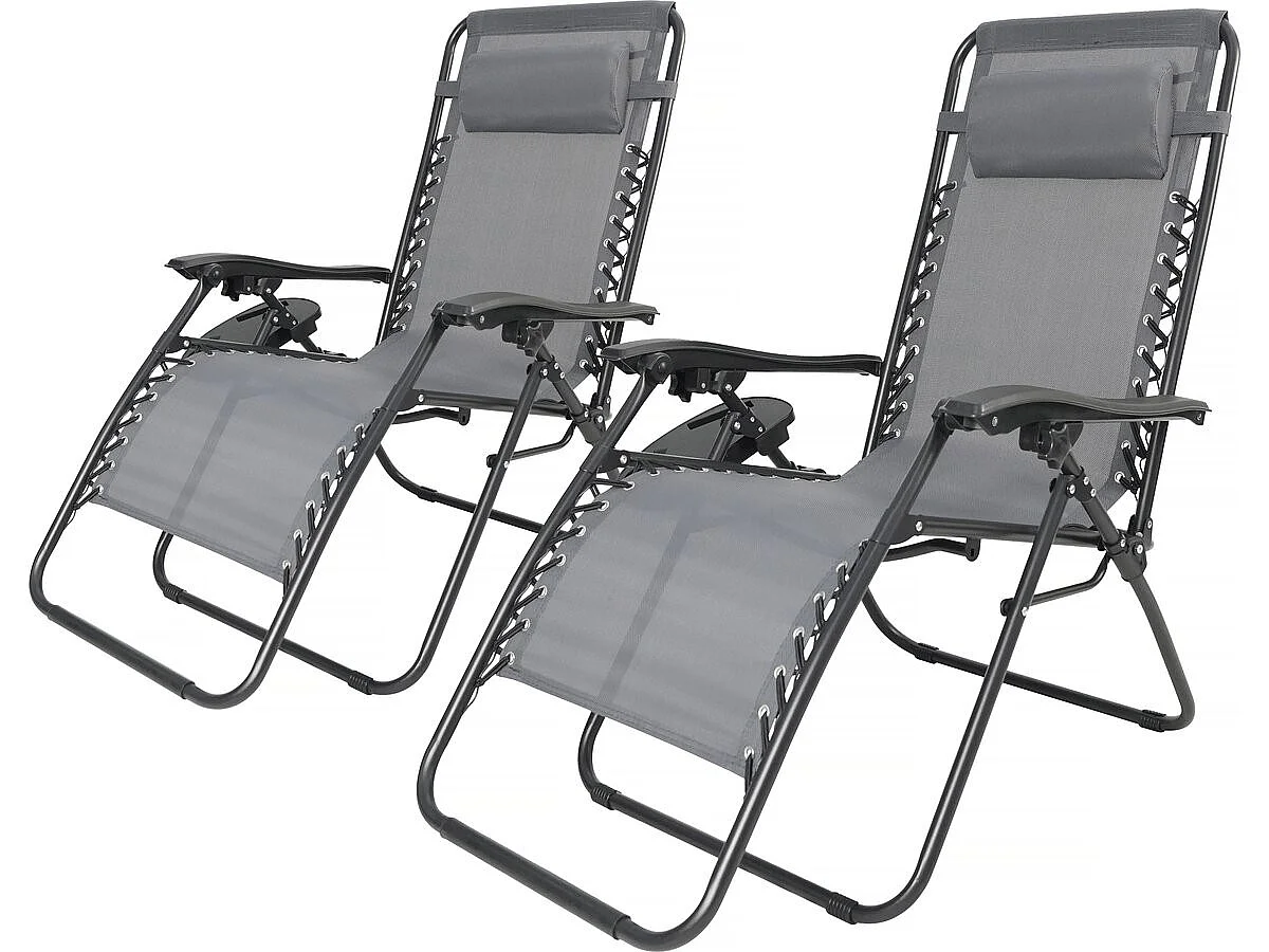 Lot de 2 fauteuils de jardin inclinable zéro gravité "Sintra" - Gris