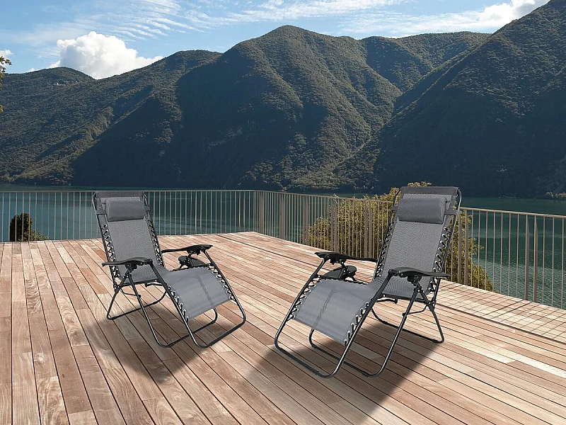 Set di 2 sedie da giardino reclinabili a gravità zero "Sintra" - Grigio