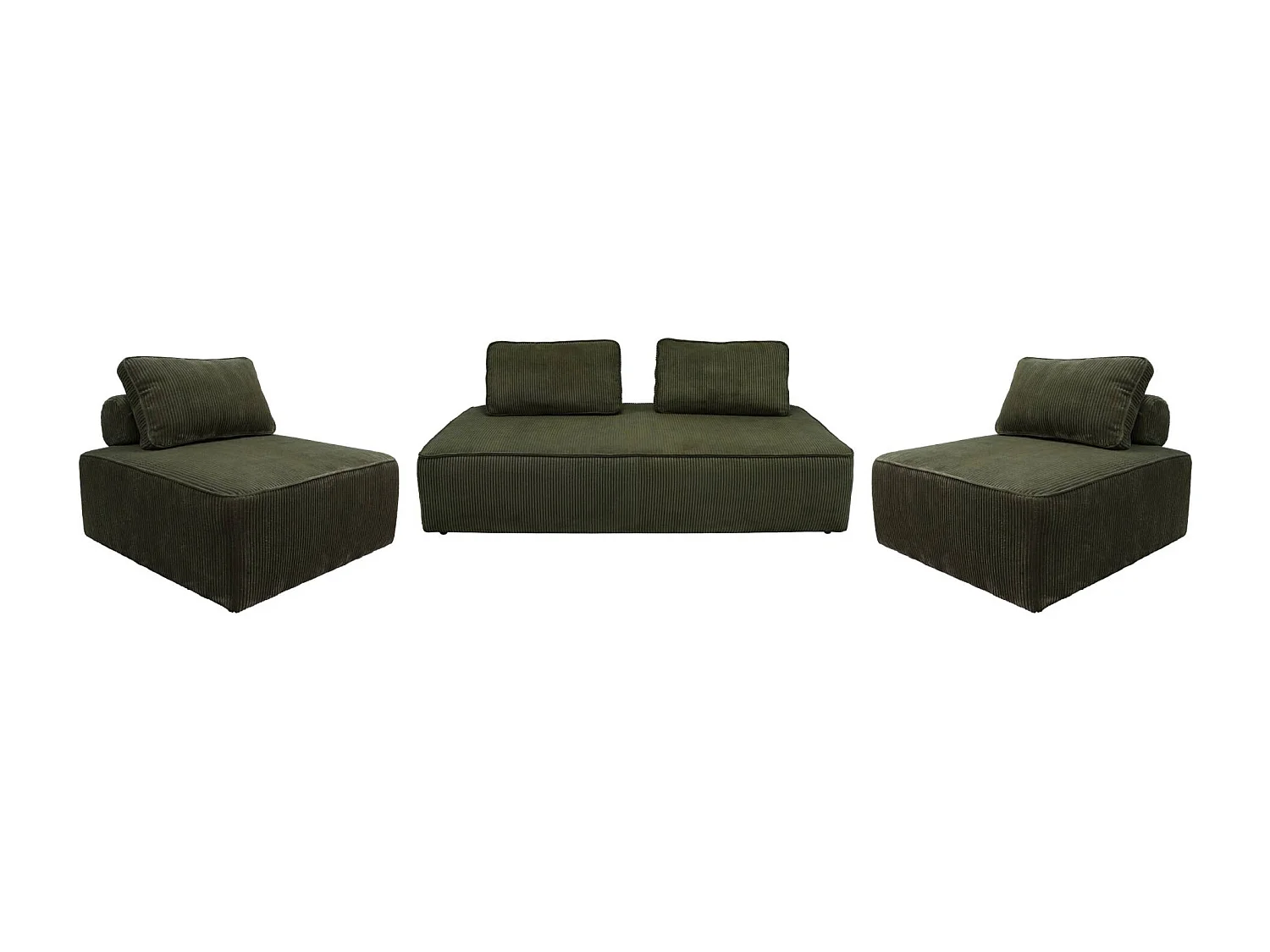 Sofá modular de pana, 4 plazas verde oscuro