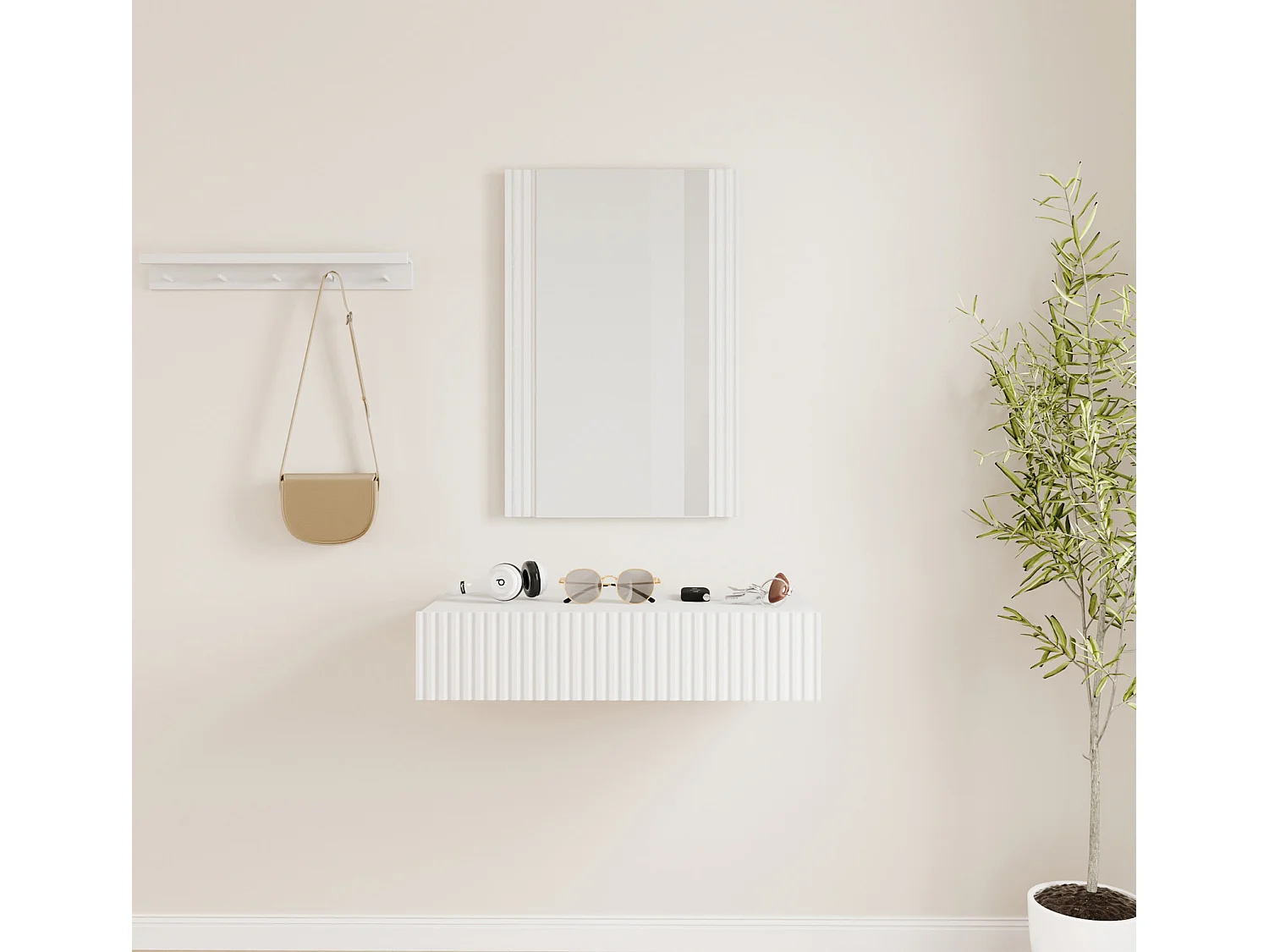 Recibidor para Entrada Pasillo en Blanco 80x42x97cm Amira