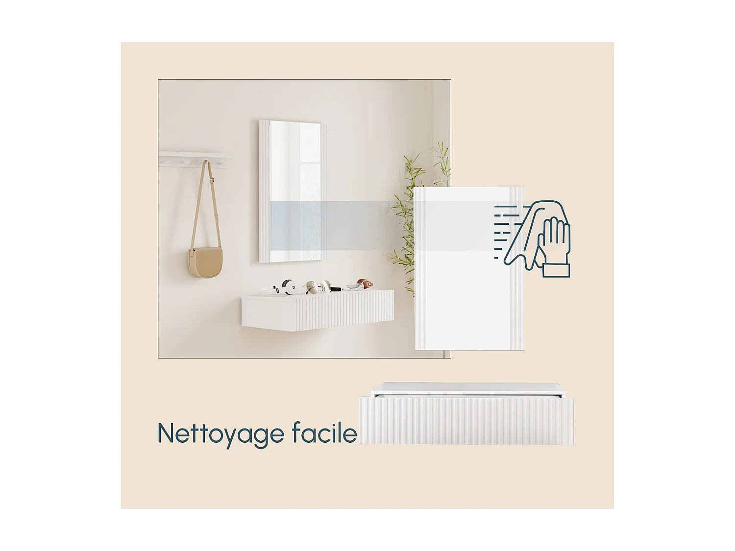 Recibidor para Entrada Pasillo en Blanco 80x42x97cm Amira