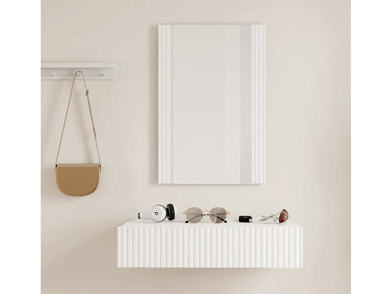 Meuble d'entrée pour Hall d'entrée Couloir en Blanc 80x42x97cm Amira