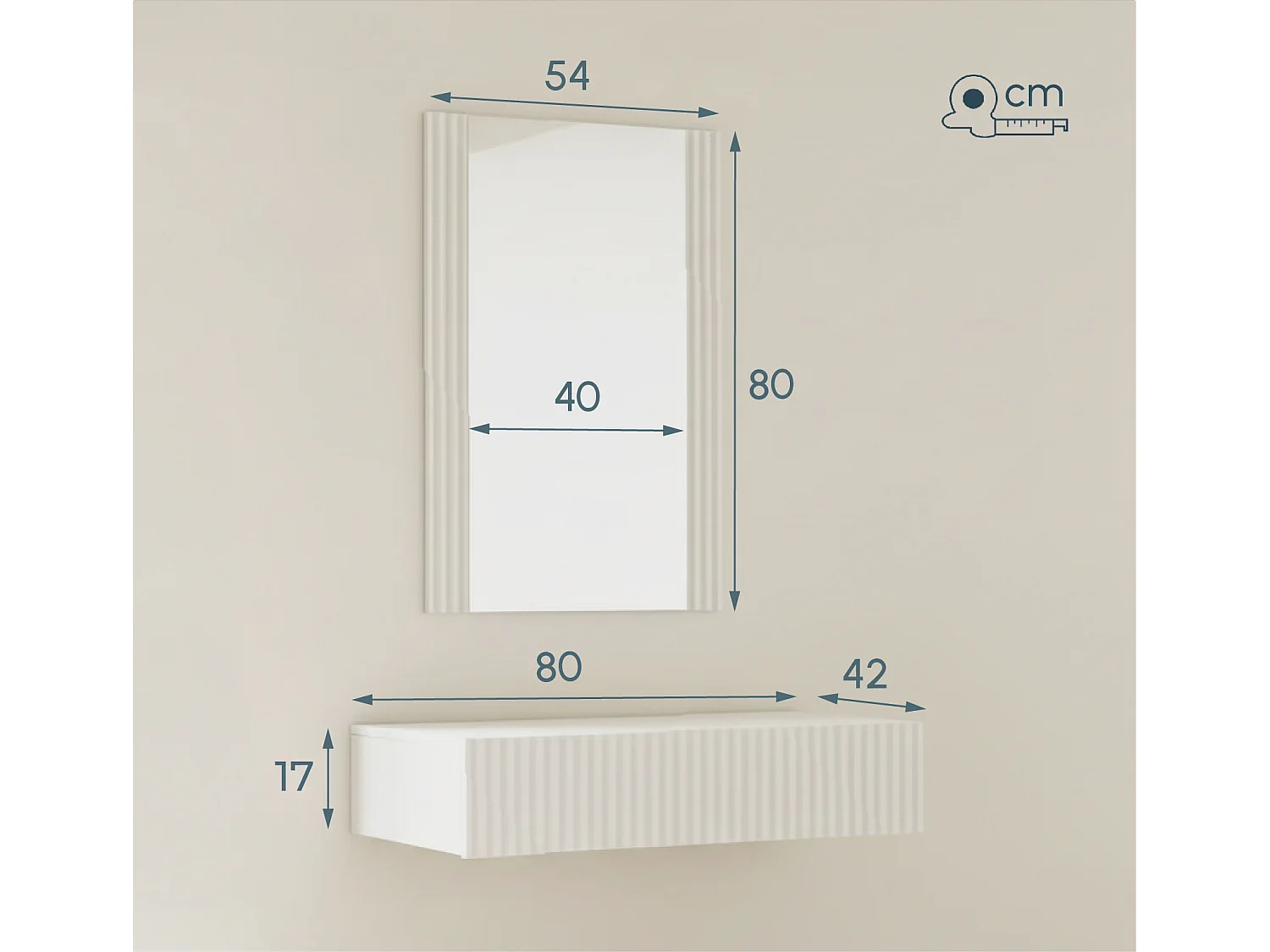Meuble d'entrée pour Hall d'entrée Couloir en Blanc 80x42x97cm Amira