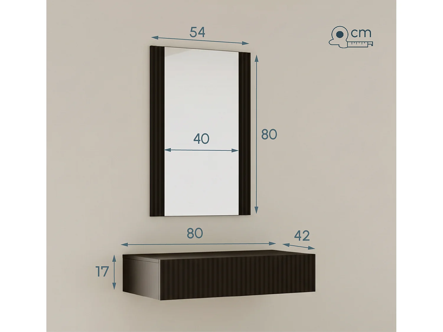 Meuble d'entrée pour Hall d'entrée Couloir en Noir 80x42x97cm Amira