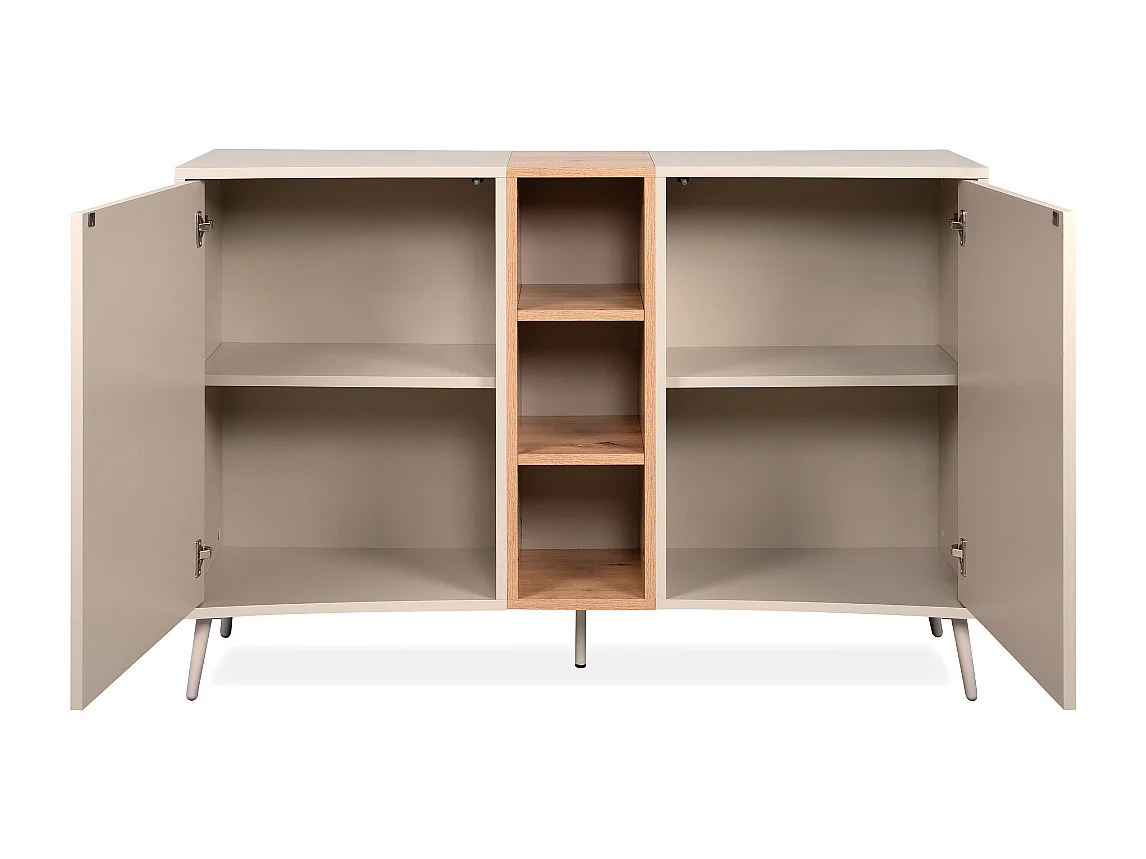 Buffet 2 portes décor sable et chêne L135 cm MYR