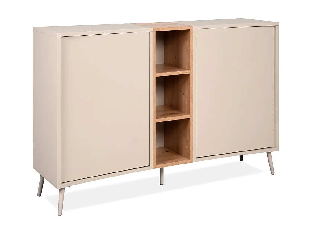 Buffet 2 portes décor sable et chêne L135 cm MYR