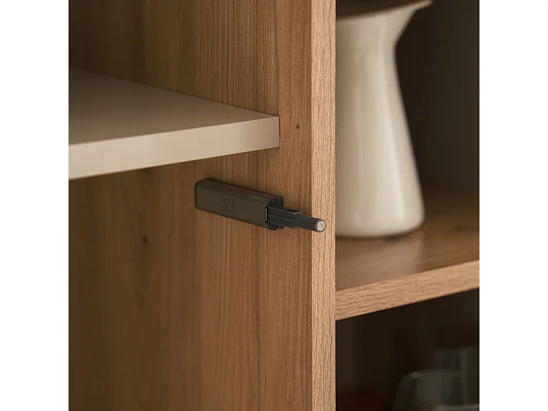 Buffet haut 2 portes 6 niches sable/effet bois Sinop