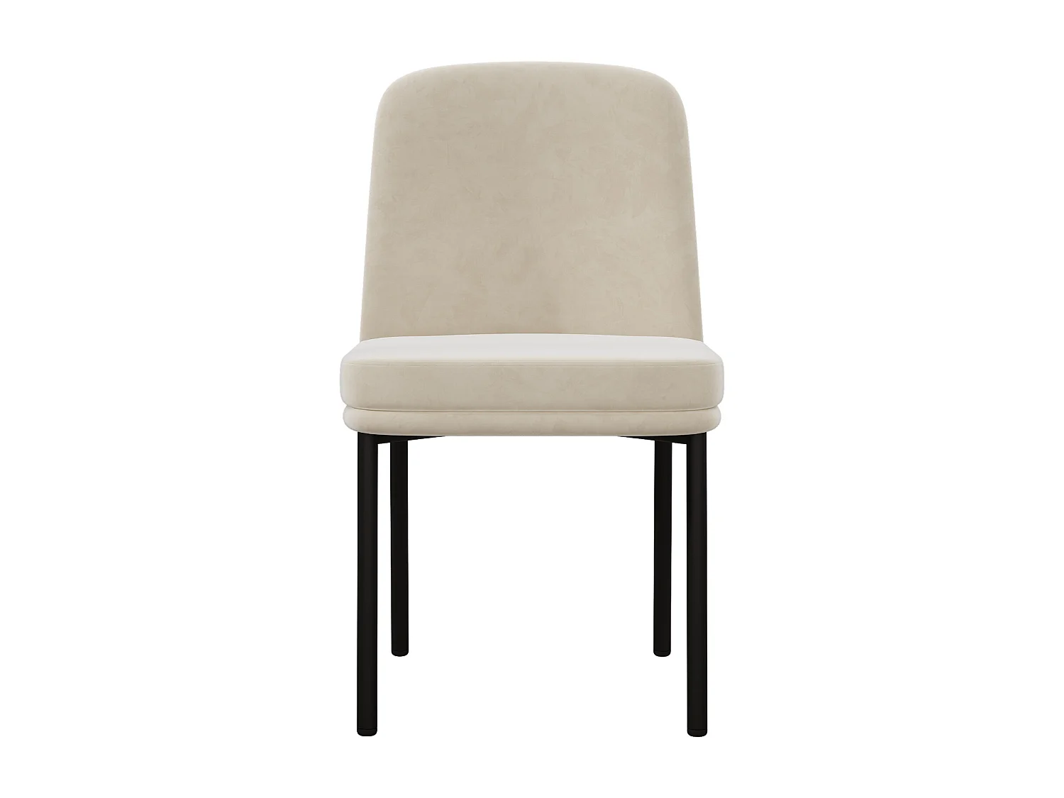 Lot de 6 chaises de salle à manger rembourrées en velours avec cadre métallique noir - velours beige