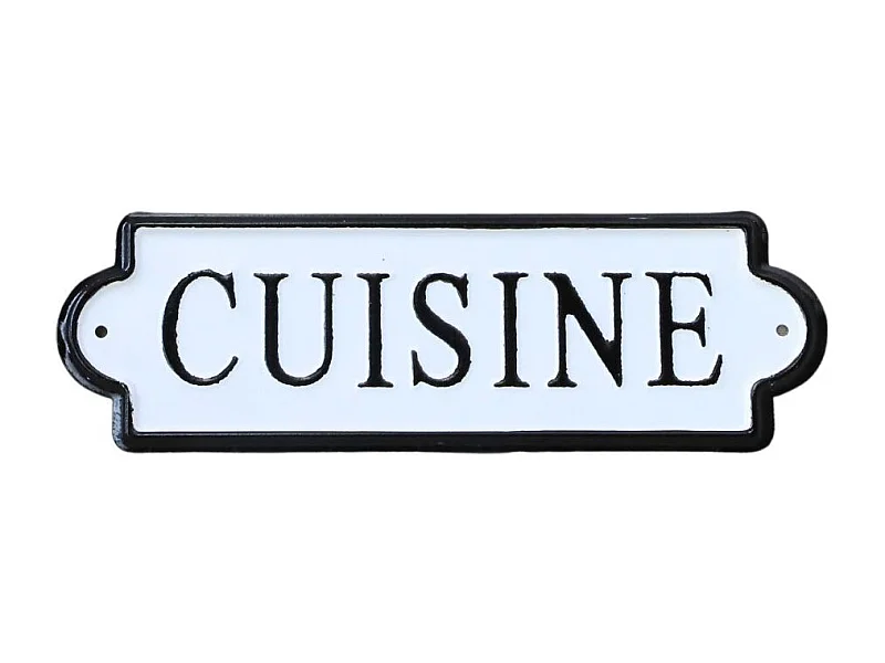 Plaque de porte décorative vintage cuisine aluminium blanc 25.5x9cm