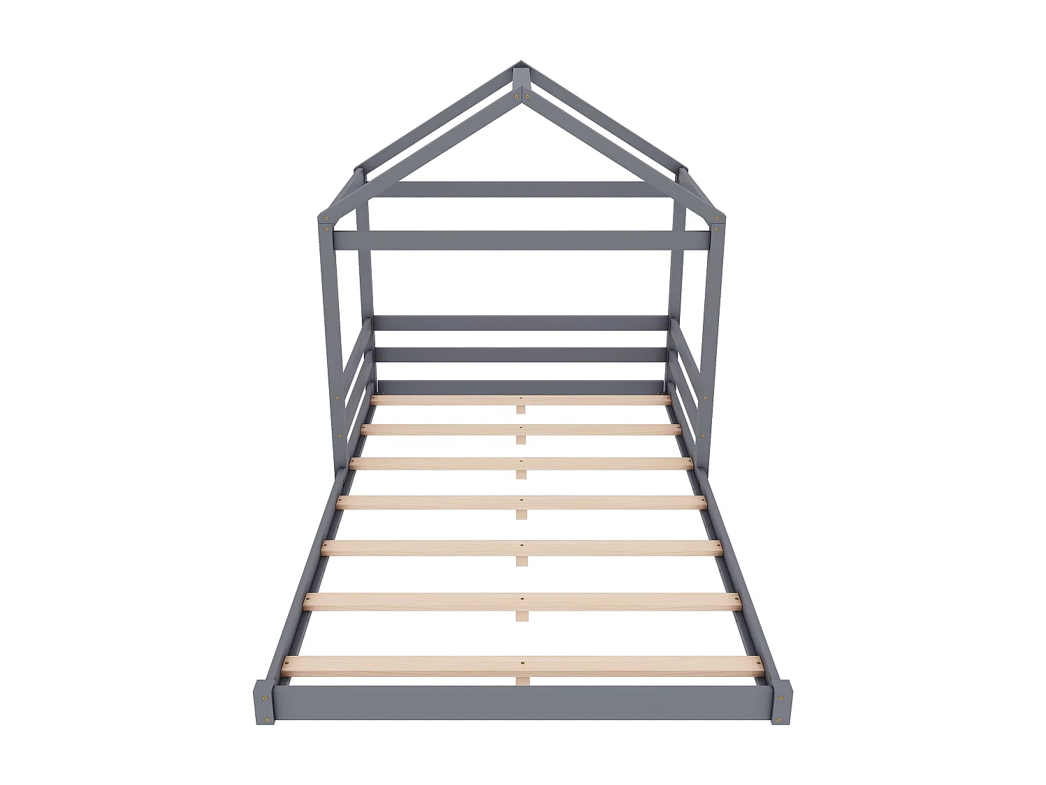 Lit cabane 140x200 cm lit enfant avec sommier à lattes - pin - gris - sans matelas