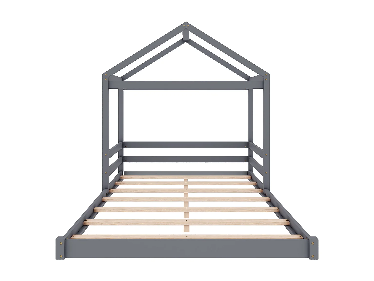 Lit cabane 140x200 cm lit enfant avec sommier à lattes - pin - gris - sans matelas