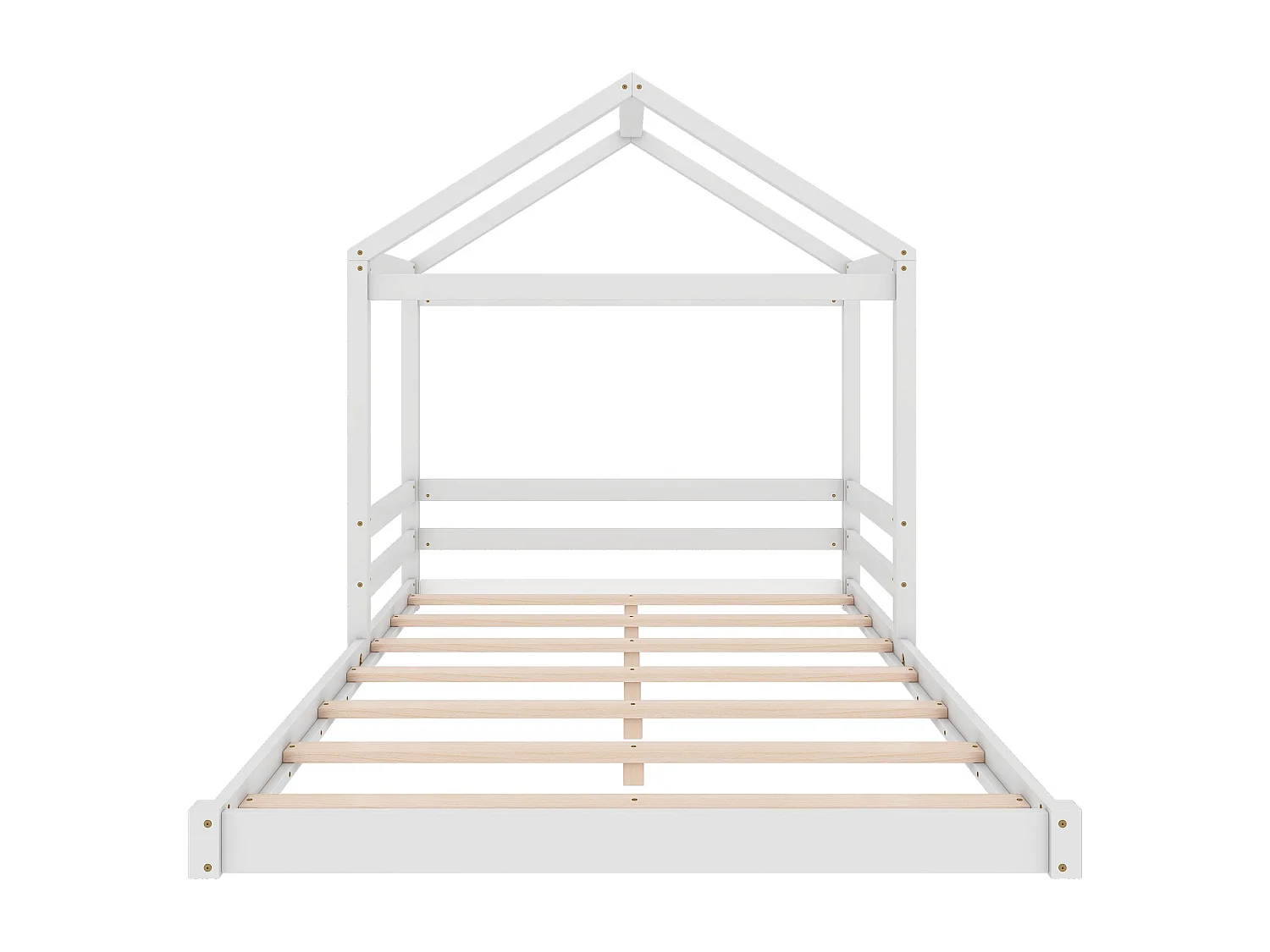 Lit cabane 140x200 cm lit enfant avec sommier à lattes - pin - blanc - sans matelas