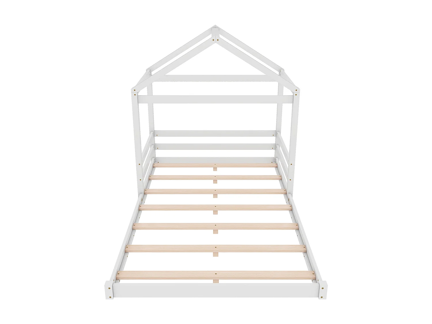 Lit cabane 140x200 cm lit enfant avec sommier à lattes - pin - blanc - sans matelas