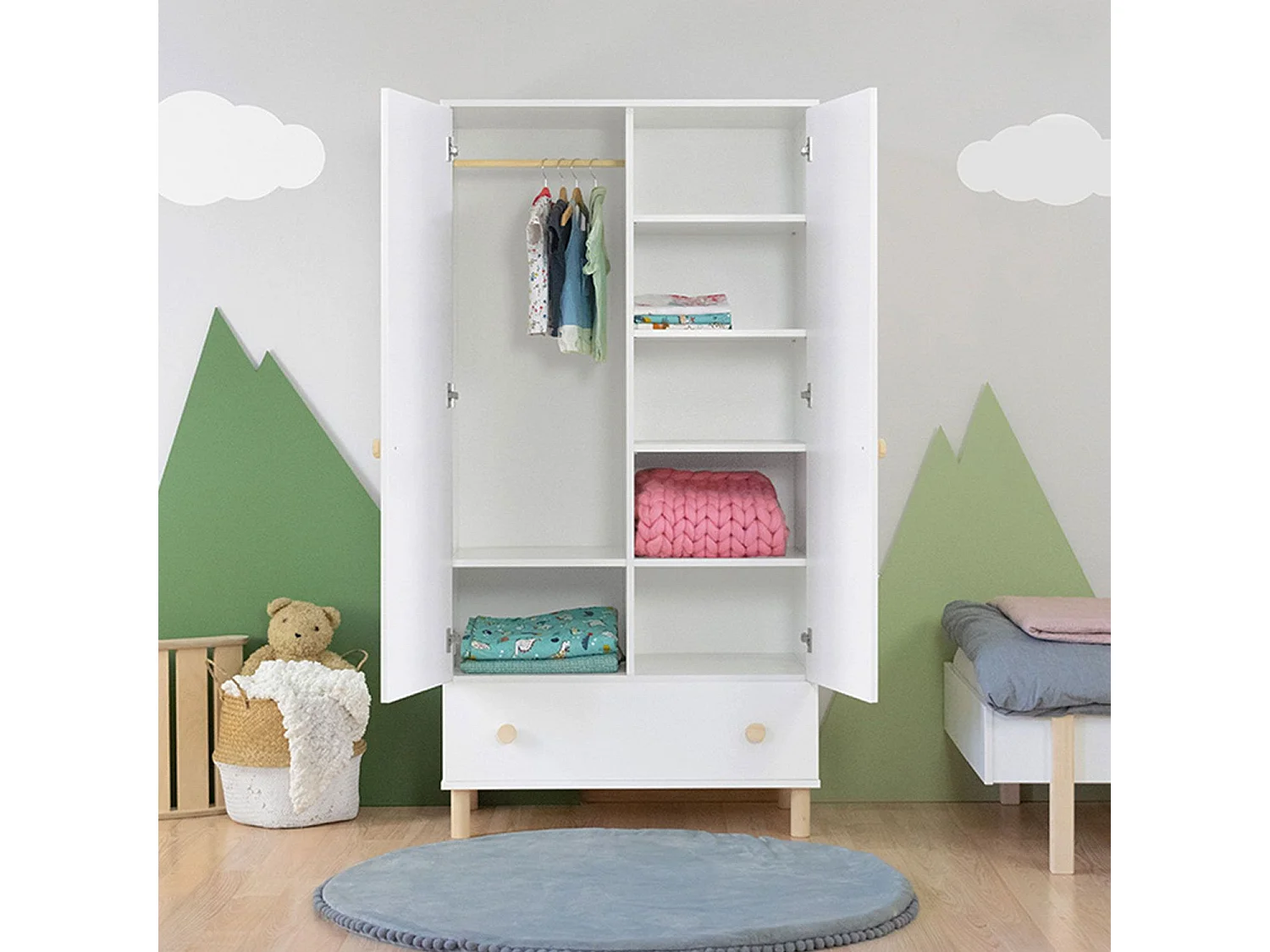 Armoire enfant avec tiroir COMBO blanc