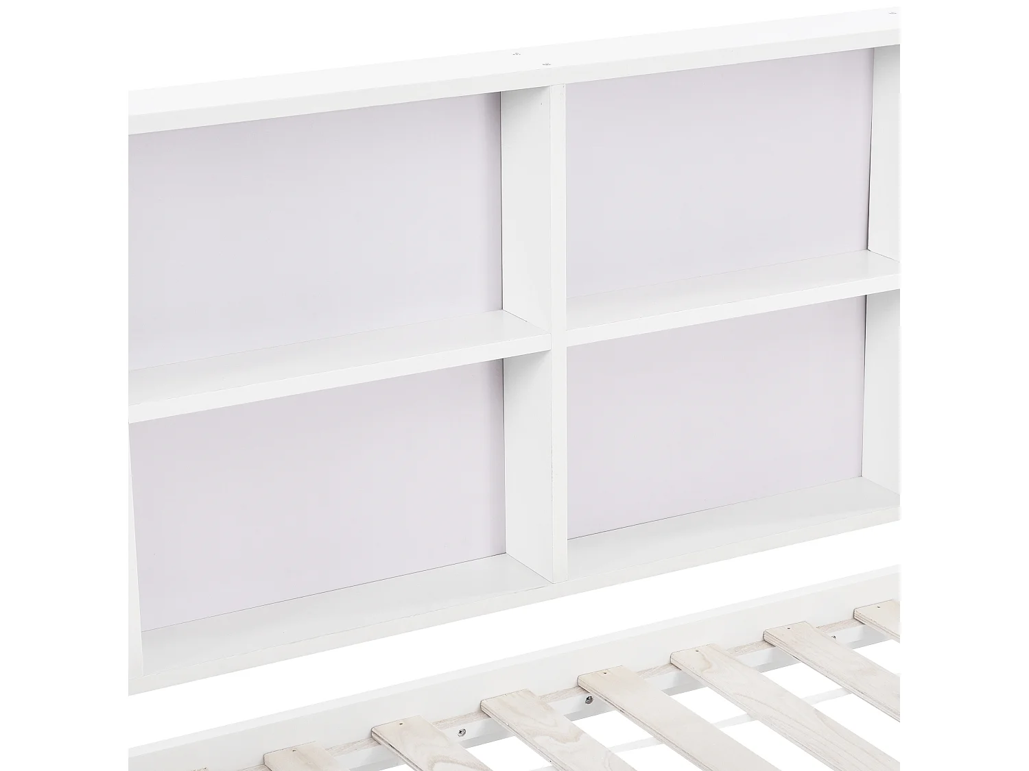 Łóżko dziecięce 90x200 cm z 2 szufladami, stelaż z listew drewnianych - białe - bez materaca