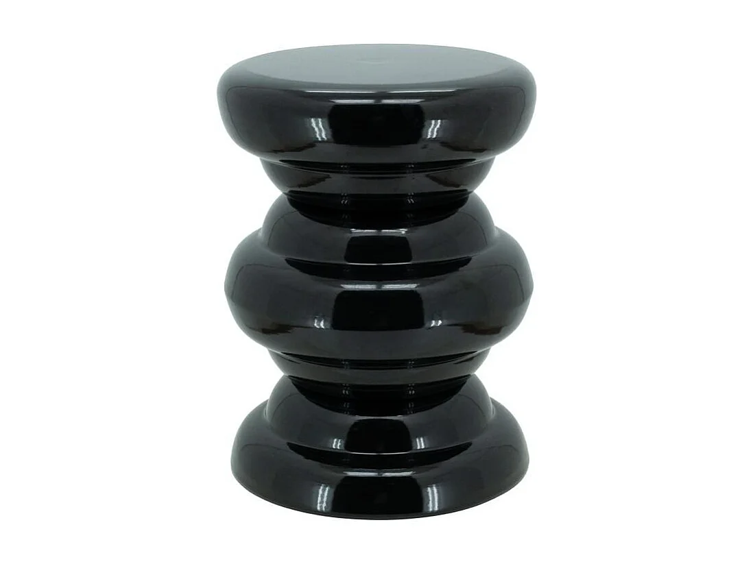 Bout de canapé rond en métal noir laqué Ø32×42 cm