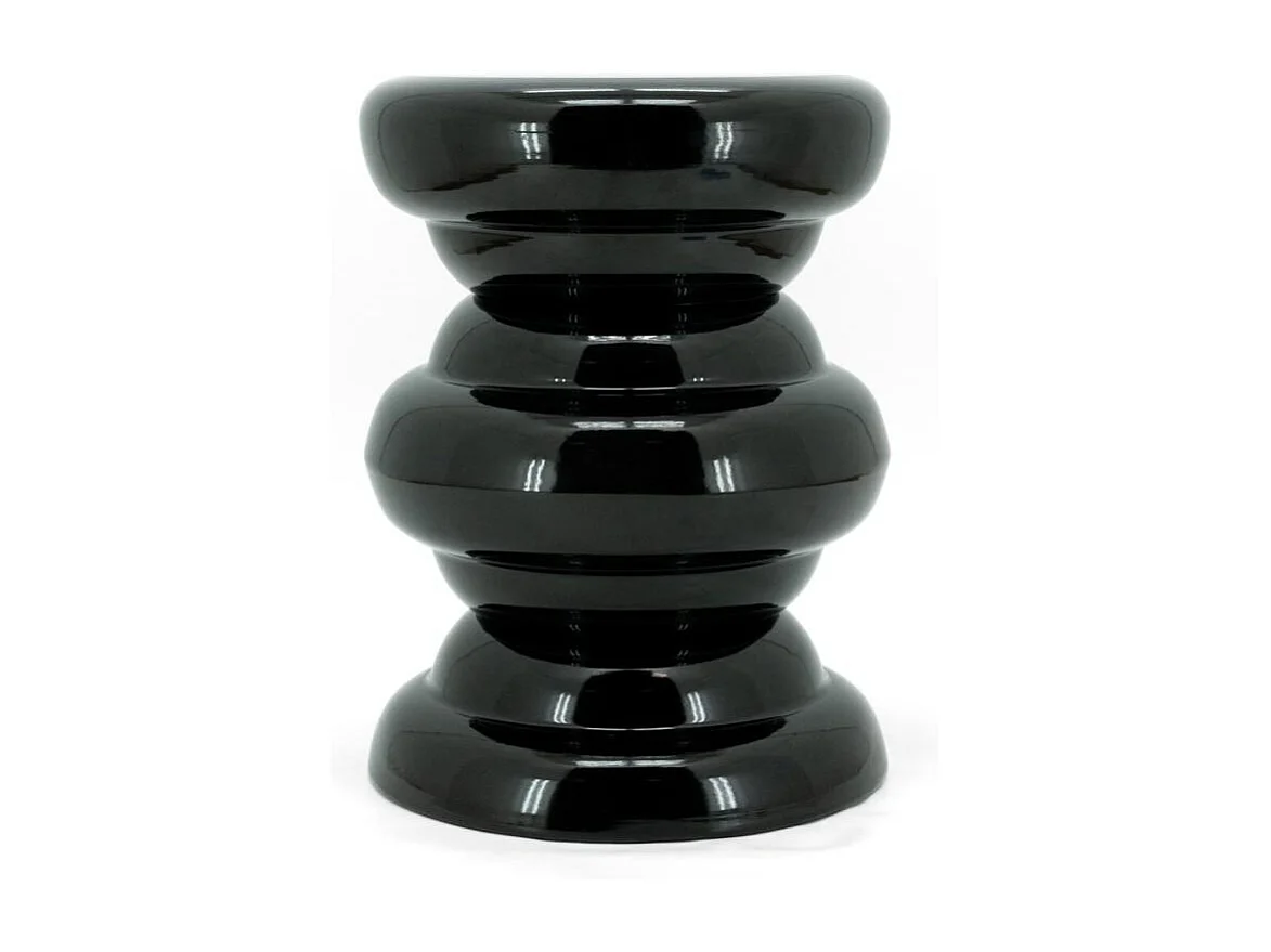Bout de canapé rond en métal noir laqué Ø32×42 cm