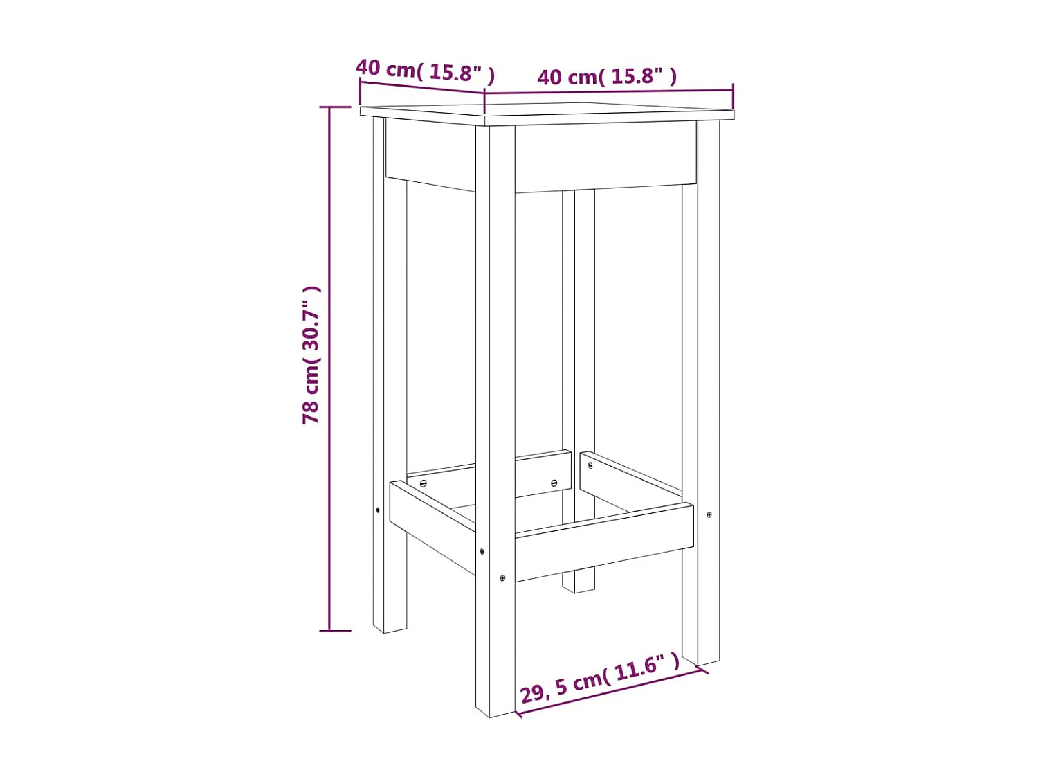 Ølva  Chaises de bar lot de 2 noir 40x40x78 cm bois de pin solide