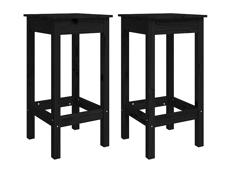 Ølva  Chaises de bar lot de 2 noir 40x40x78 cm bois de pin solide