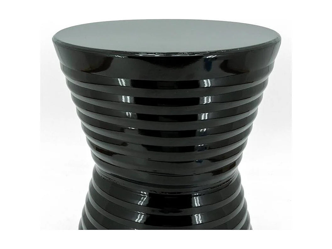 Bout de canapé rond en métal noir laqué Ø36×45 cm