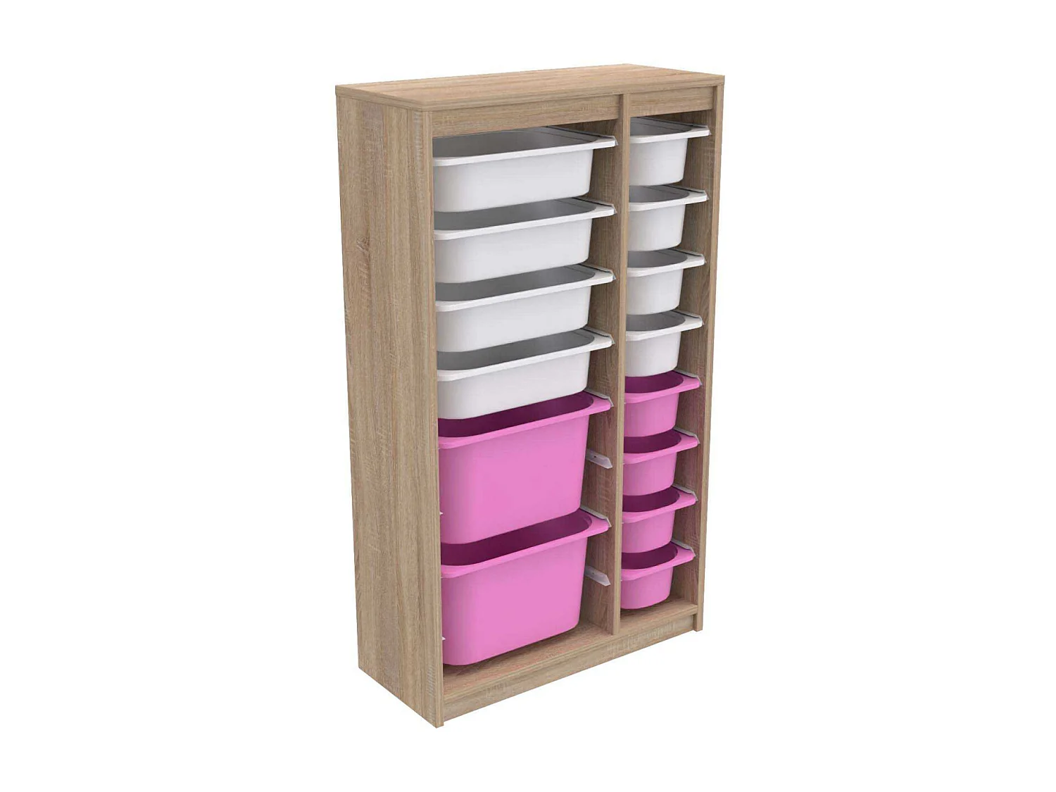 Meuble de rangement 14 tiroirs Montana Sonomo, blanc et rose