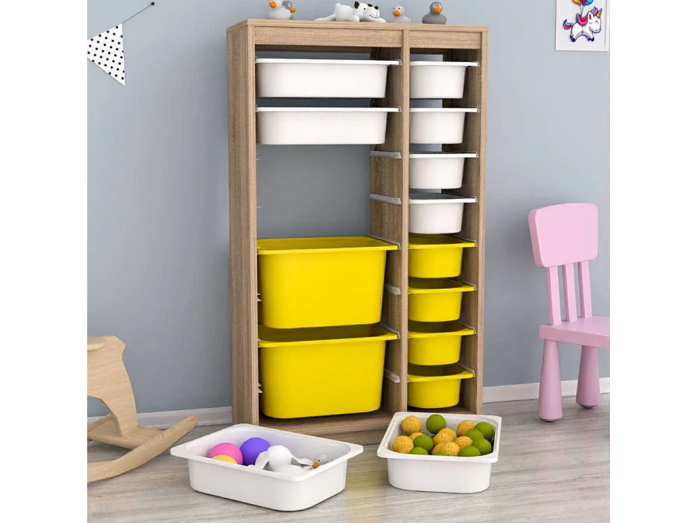 Meuble de rangement 14 tiroirs Montana Sonomo, blanc et jaune