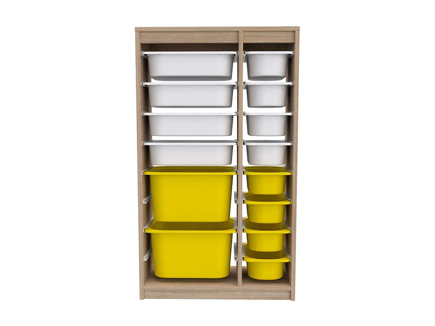 Meuble de rangement 14 tiroirs Montana Sonomo, blanc et jaune