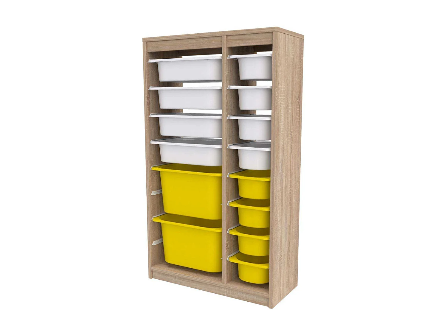 Meuble de rangement 14 tiroirs Montana Sonomo, blanc et jaune