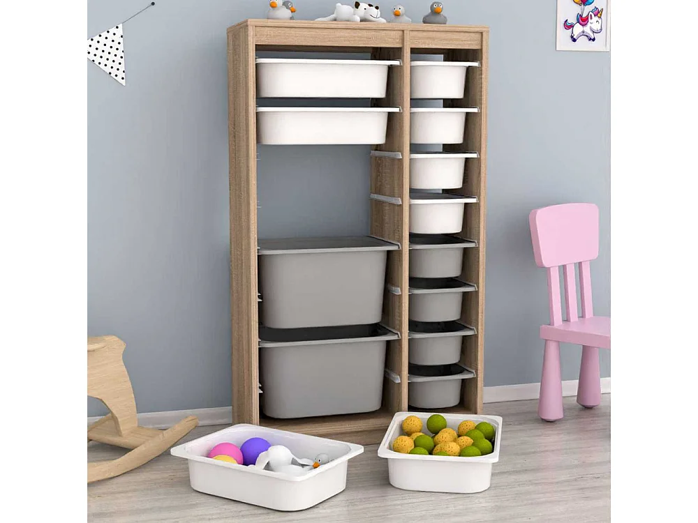 Meuble de rangement 14 tiroirs Montana Sonomo, blanc et bleu