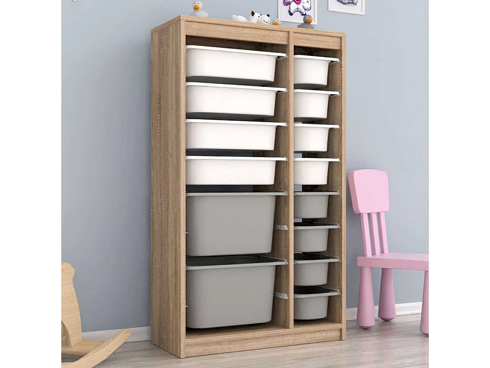 Meuble de rangement 14 tiroirs Montana Sonomo, blanc et bleu